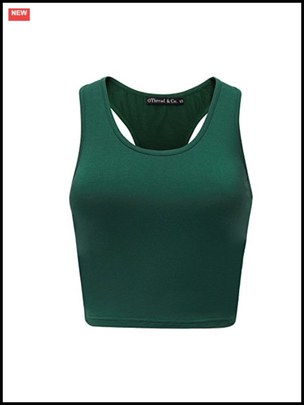 OThread & Co. Women's Basic Crop Top Stretchy Scoop Neck Racerback Tank